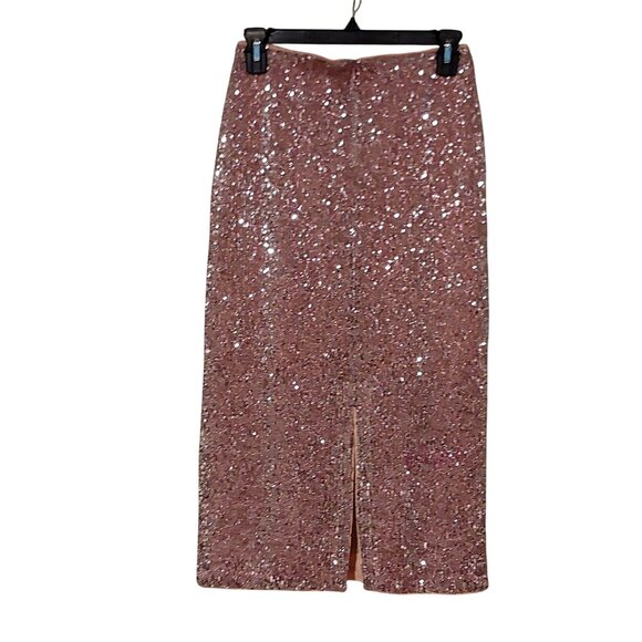 Vineyard Vines Party Barbie Glitter Glam Sequin Clubbing Pencil Skirt Rose XS - Picture 2 of 8
